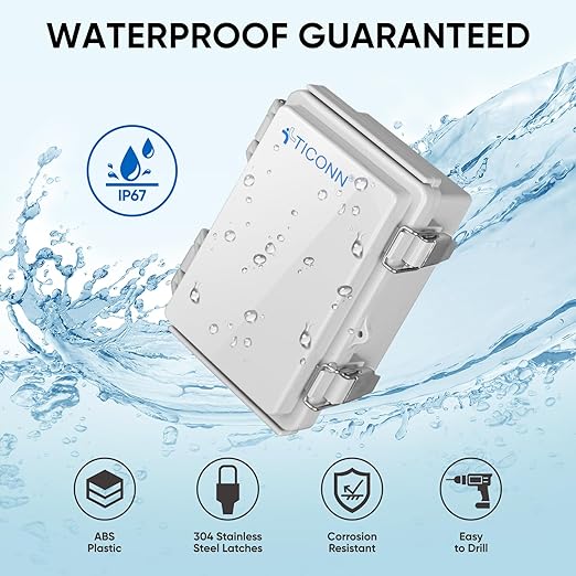TICONN Waterproof Electrical Junction Box IP67 ABS Plastic Enclosure - Image 2