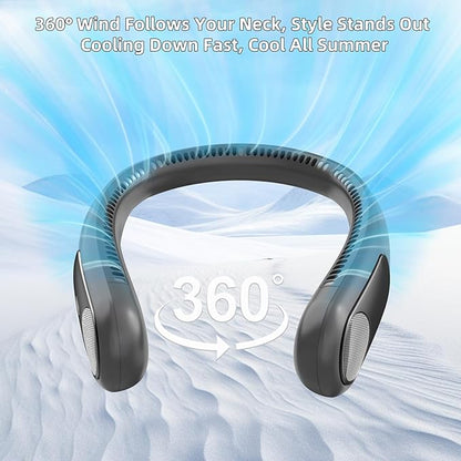 Portable Neck Fan, Personal Wearable Bladeless Fan, LED Display, 6000mAh USB - Image 2