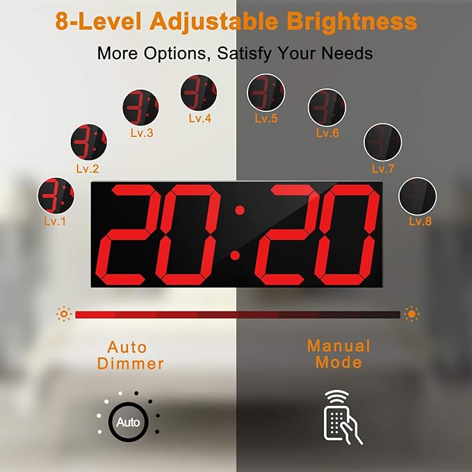 CHKOSDA LED Large Digital Wall Clock, Oversize Wall Clock - Image 3