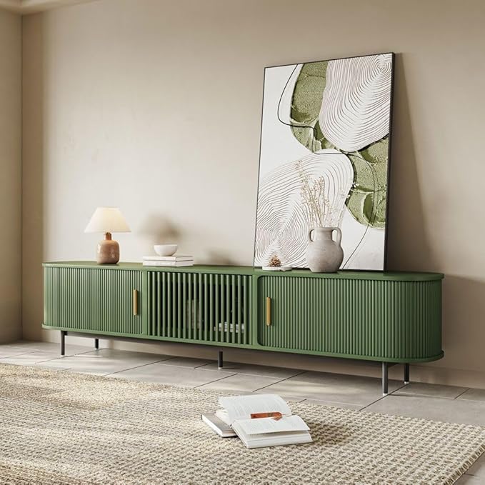 POVISON Fully-Assembled Modern Green TV Stand by POVISON
