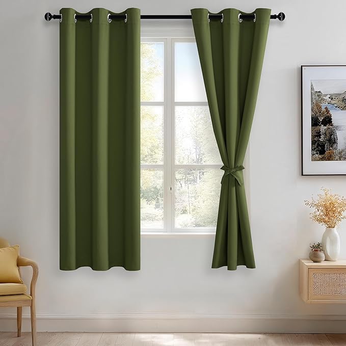 JIUZHEN Olive Green Blackout Curtains by JIUZHEN
