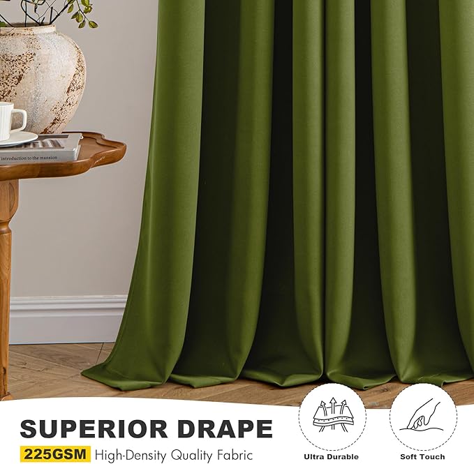 MIULEE Light Olive Green Blackout Curtains - Image 5