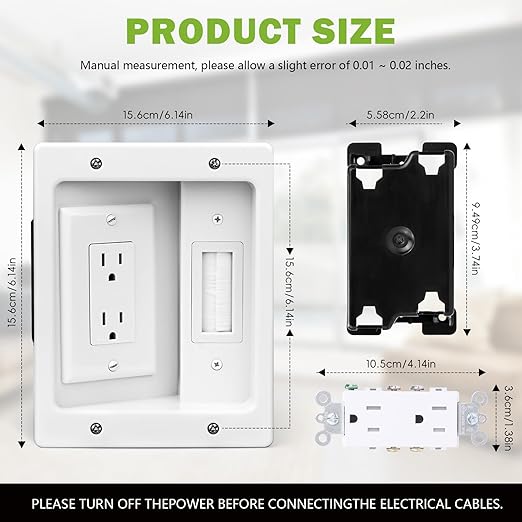 Wall Cable Concealer Management Kit, Recessed Outlet Behind TV - Image 2