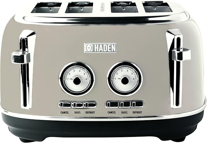 Haden Dorset 4-Slice Wide-Slot Toaster, Stainless-Steel Bread Toaster by HADEN