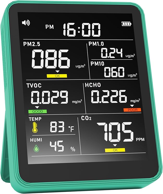 Air Quality Monitor Indoor, 13-in-1 Smart Air Quality Tester by PERFORMANCEGURU