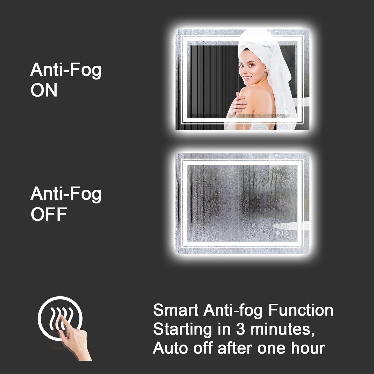 Snowdool 23x35 LED Bathroom Mirror with Front and Backlight, Dimmable Lighted Bathroom Vanity Mirror with Anti-Fog, Memory Function,Tempered Glass(Horizontal/Vertical) | Front and Backlit, Dimmable, Anti-Fog, Tempered Glass