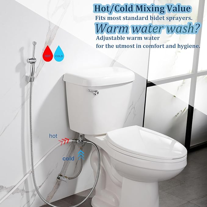 SonTiy Hot and Cold Bidet Mixing Valve Kit, Upgrade Brass 4 Way Warm Bidet - Image 3