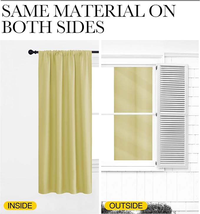 NICETOWN Kitchen Curtains, Short Blackout Curtains & Drapes, Paler Yellow - Image 5