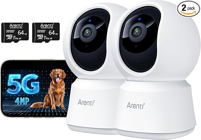 ARENTI 5G Indoor Security Camera 2 Pack, 4MP Pet Camera by ArentiIntelligence
