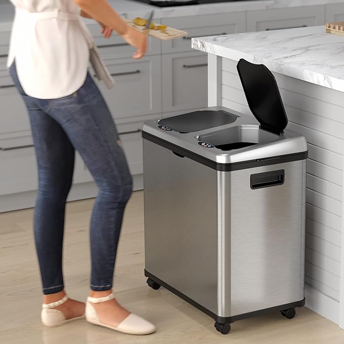 iTouchless 16 Gallon Touchless Sensor Kitchen Trash Can and Recycle Bin - Image 4