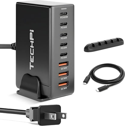 268W GaN USB Type C Charger 8 Ports Fast Charging Station PD QC4.0, USB C by TechPi