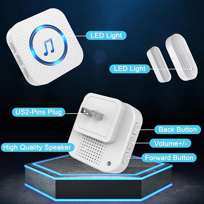 SanJie Door Chime, Wireless Door Chimes When Door Open Entry - Image 8