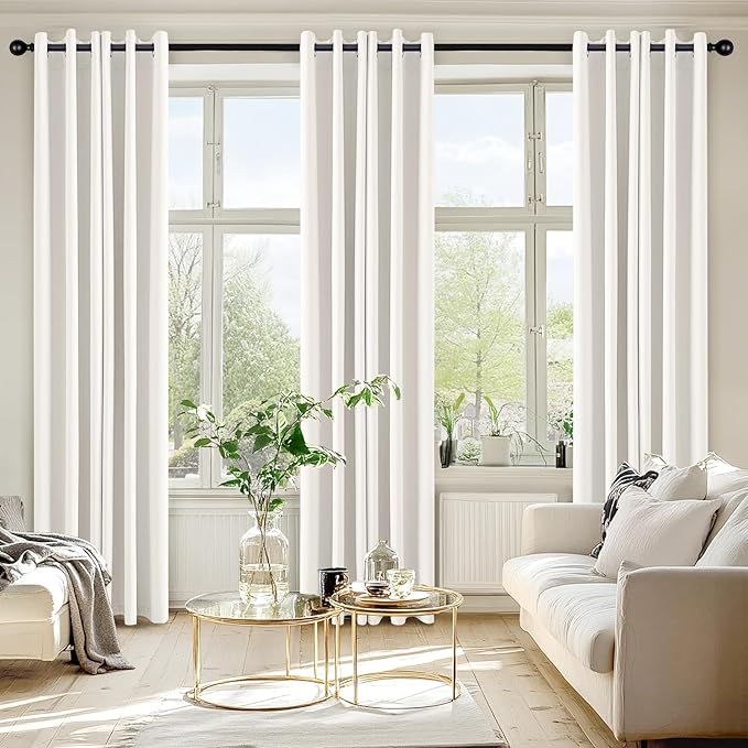 MIULEE Ivory Blackout Curtains for Bedroom Living Room 84 Inches Long 2 Panels - Image 6