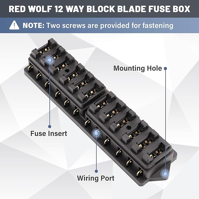 RED WOLF 12 Way Fuse Block Blade Box Holder Standard Circuit Fuses Holder Fit - Image 2
