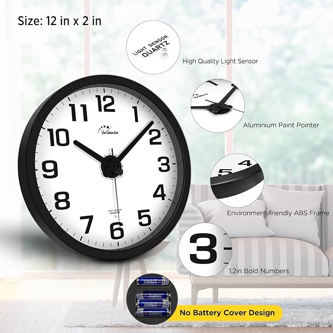 WallarGe Night Light Wall Clock - Image 4