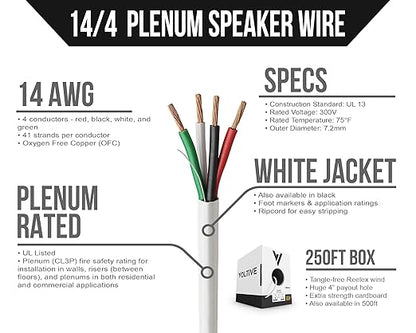 Voltive 14/4 Speaker Wire, Plenum CL3P, 250ft - Image 2