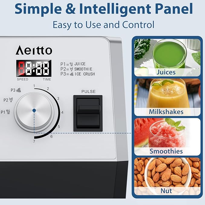 Aeitto Blenders for Kitchen 1800W Max Power Smoothie Blender - Image 5