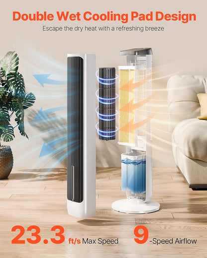 VEVOR Evaporative Air Cooler, Standing Fans that Blow Cold Air, 23.3ft/s 70° - Image 3
