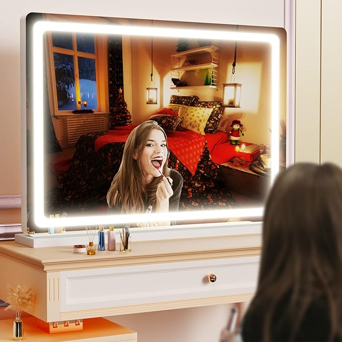 Makeup Vanity Mirror with Lights 32" x 24" Large LED Makeup Mirror, Light up - Image 6