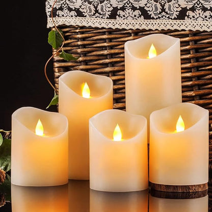 Flameless Candles, Flickering Moving Flame LED Candles Set of 5 Pillar - Image 2