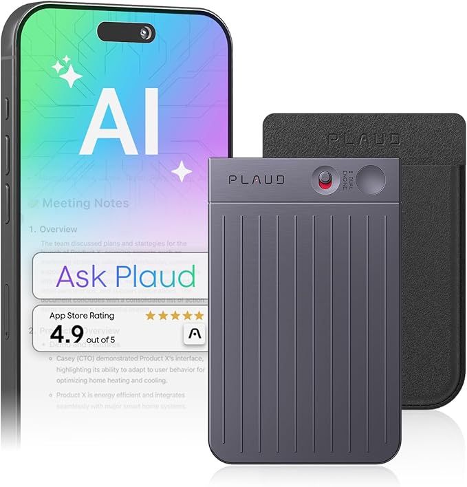 Plaud Note AI Voice Recorder, Voice Recorder w/Case, App Control, Transcribe & by PlaudOfficial