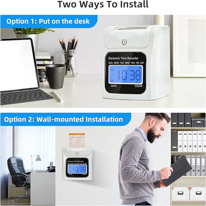 Employee Time Clocks for Small Business, Auto-Align Time Clock Punch Machine - Image 6