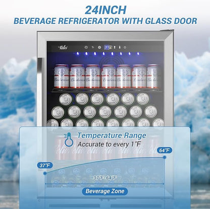 24 Inch Beverage Refrigerator, 210 Cans Under Counter Beverage Cooler, and Milk - Image 2