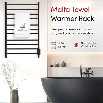 WarmlyYours Malta Heated Towel Rack, 11-Bar Electric Towel Warmer, Hardwired - Image 2