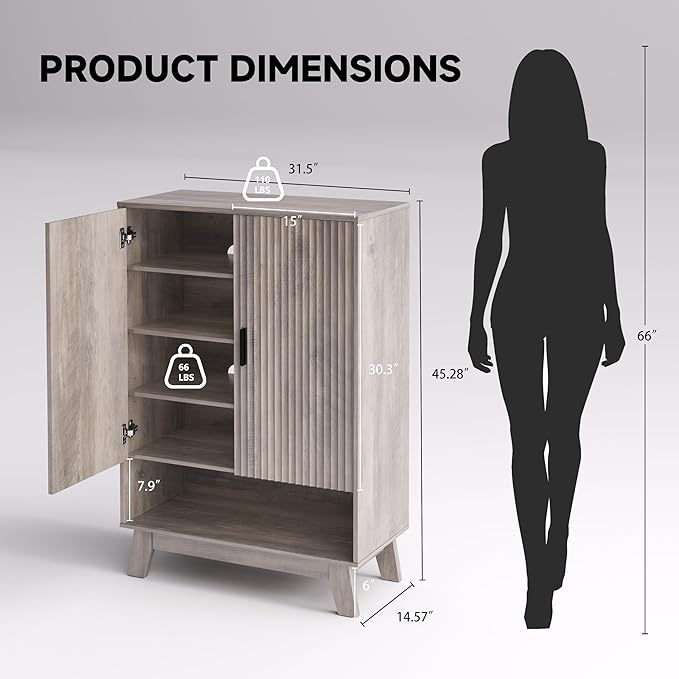4-Tier Fluted Shoe Cabinet - Image 2