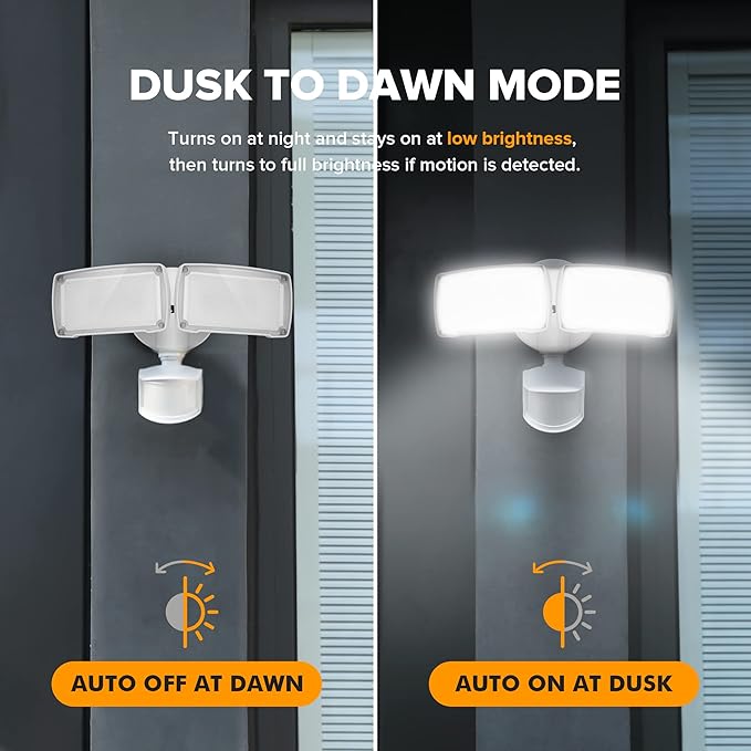 LUTEC 38W 3500 Lumen LED Motion Activated Integrated Dual-Head Floodlight - Image 5