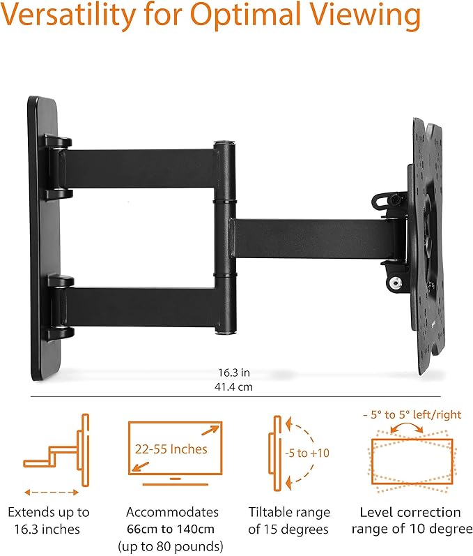 Amazon Basics Full Motion Articulating TV Wall Mount, - Image 3