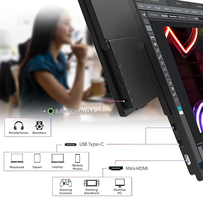 Kado Portable Monitor 15.6-inch FHD 1080p, 45W Reverse Charging Ultra-Slim - Image 3