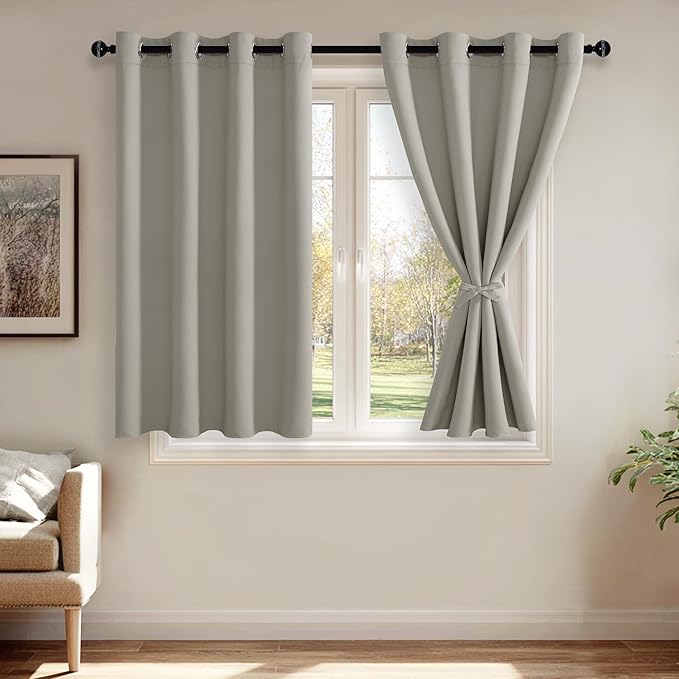 JIUZHEN Silver Grey Blackout Curtains by JIUZHEN