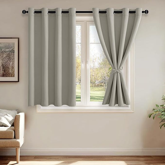 JIUZHEN Silver Grey Blackout Curtains by JIUZHEN