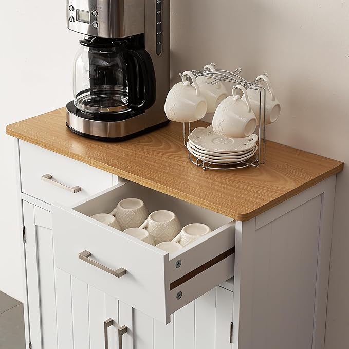 Buffet Cabinet with Storage, Coffee Bar Cabinet 26 x 30 Inches, Oak Top - Image 3