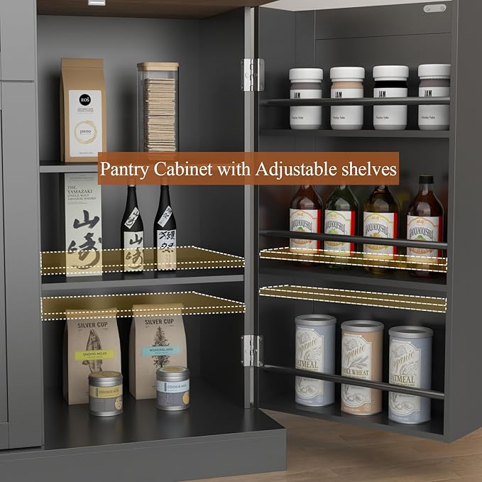 Sideboard Buffet Cabinet with 2 Drawers, Farmhouse Kitchen Pantry with - Image 7