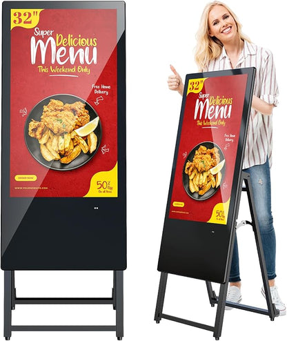 QIXZOCV MWE 32 Inch Digital Signage Display, Portable LCD Digital Kiosk by QIXZOCV