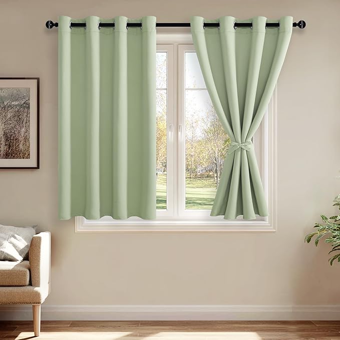 JIUZHEN Light Green Blackout Curtains by JIUZHEN