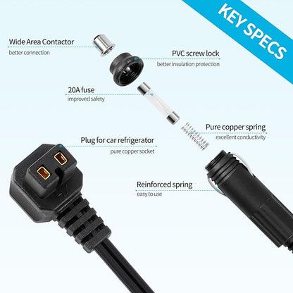 12V/24V DC Power Cord for Car Fridge Freezer、Portable Car Refrigerator，12 Volt - Image 7