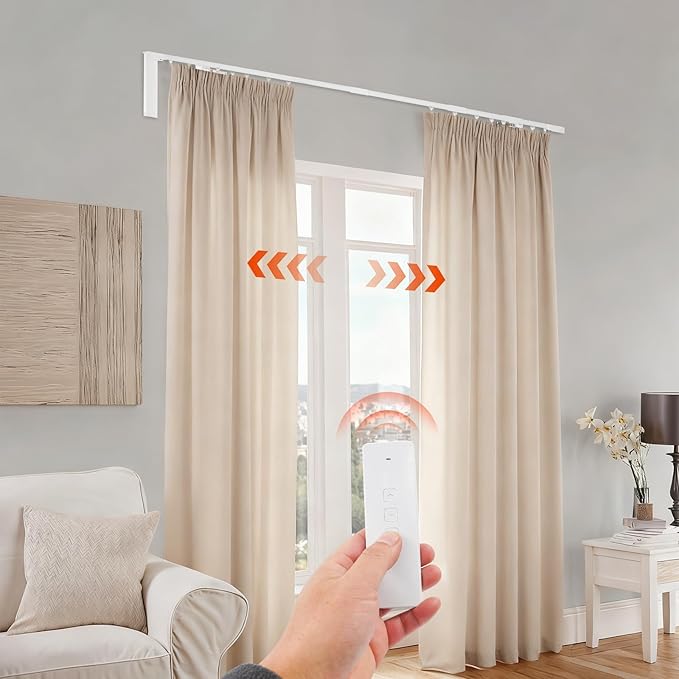 Lemoeyes Electric Curtain Track, Retractable Motorized Curtains Rod within 7.2ft - Image 3