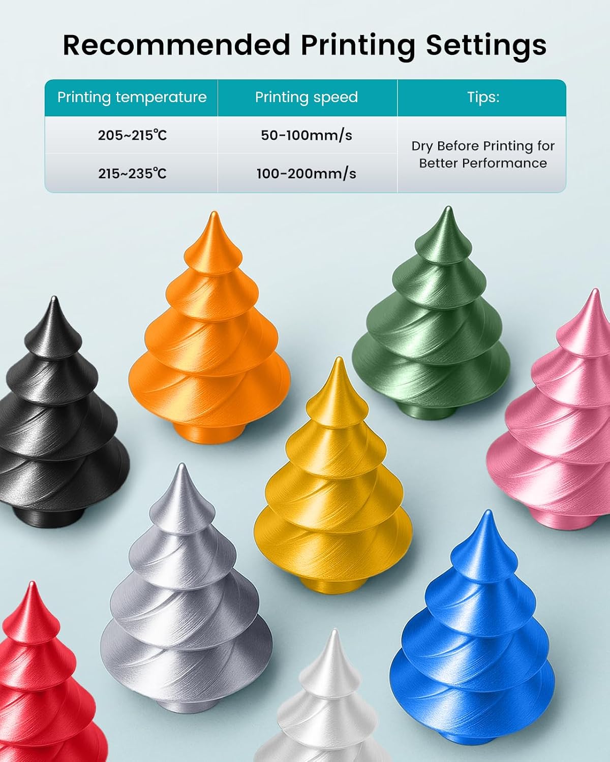SUNLU Silk PLA+ Filament 1.75mm, Chrome Like Gloss Finish, Smooth Silk Textur...