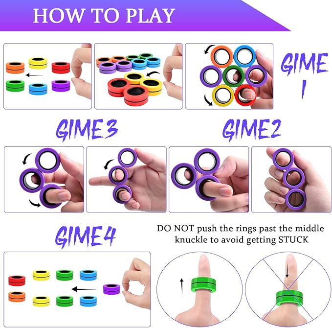 Cevioce 18 PCS Magnetic Ring Fidget Toys Set, ADHD Anxiety Magnetic Finger - Image 5
