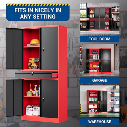 71" Metal Cabinet-Black&Gray Heavy Duty Storage File Cabinet Steel Tool Cabinets - Image 5
