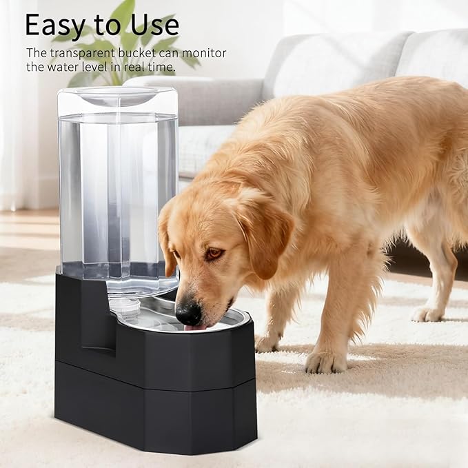 Sfozstra Raised Pet Water Dispenser: 8L Black Automatic Stainless Steel Gravity - Image 7