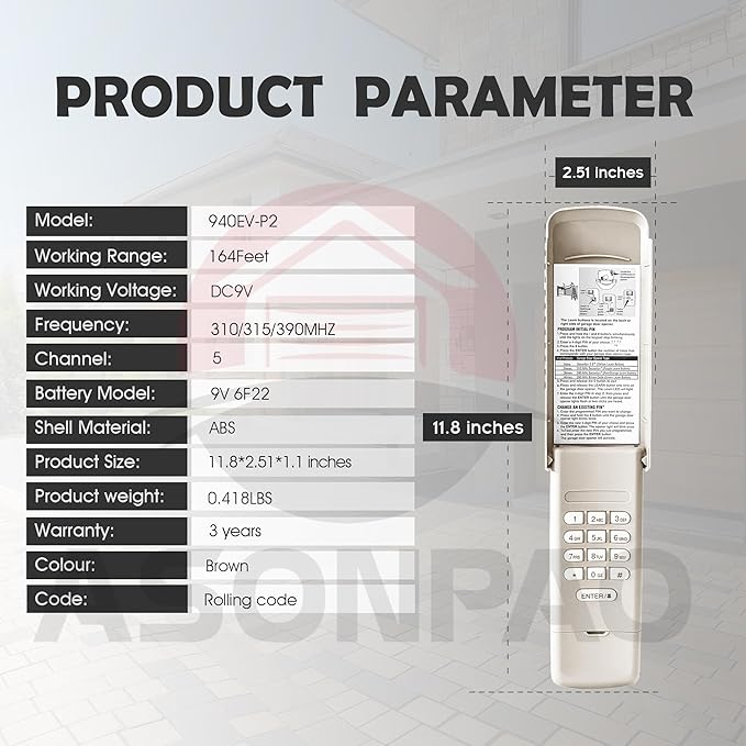 Chamberlain 940EV-P2 Universal Garage Door Opener Keypad【12-Year-Warranty】 - Image 8
