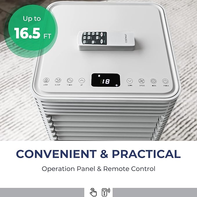 COSTWAY Portable Air Conditioner, 8000 BTU Ac Unit Spaces up to 230sq.ft - Image 4