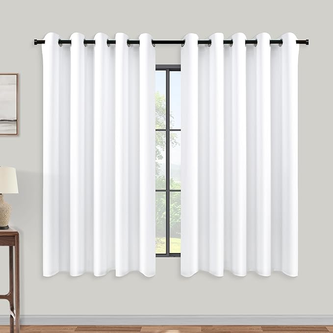 KOUFALL White Room Darkening Curtains 60x48 Inch Long by KOUFALL
