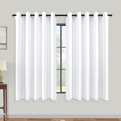 KOUFALL White Room Darkening Curtains 60x48 Inch Long by KOUFALL