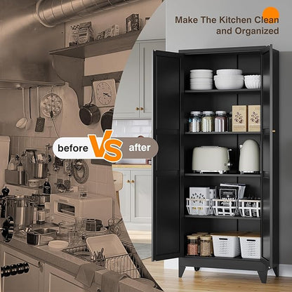 Yizosh Metal Pantry Cabinet, Cupboard - Image 7