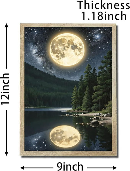 URVIP LED Glowing Photo Frame, 3D Starry-Sky Blue Moon Wall Art, 9x12 Inches - Image 2